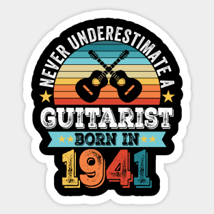 Guitarist born 1941 80th Birthday Guitar Gift Dad Sticker